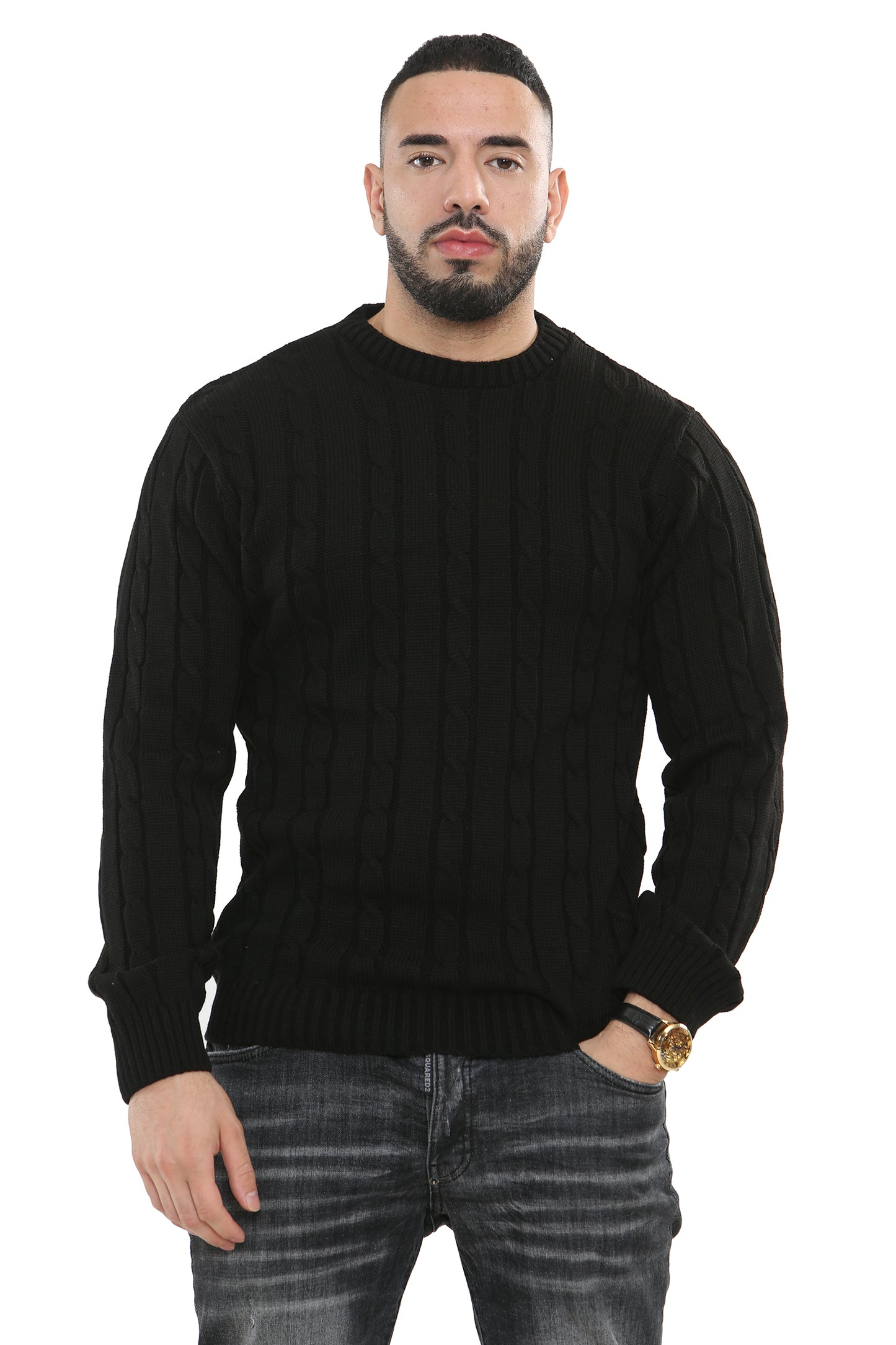 Style Moda Men’s Chunky Cable Knit Pullover Jumper