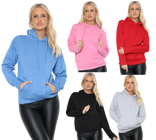 Style Moda Ladies Plain Pullover Hoodies Fleece Top