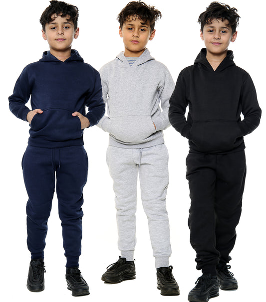Style Moda Kids Plain Tracksuit PE School Pullover Hoodie